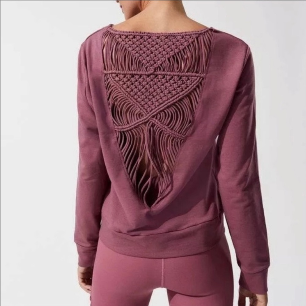 Carbon38 Mauve Macramé Back Hoodie Sweatshirt